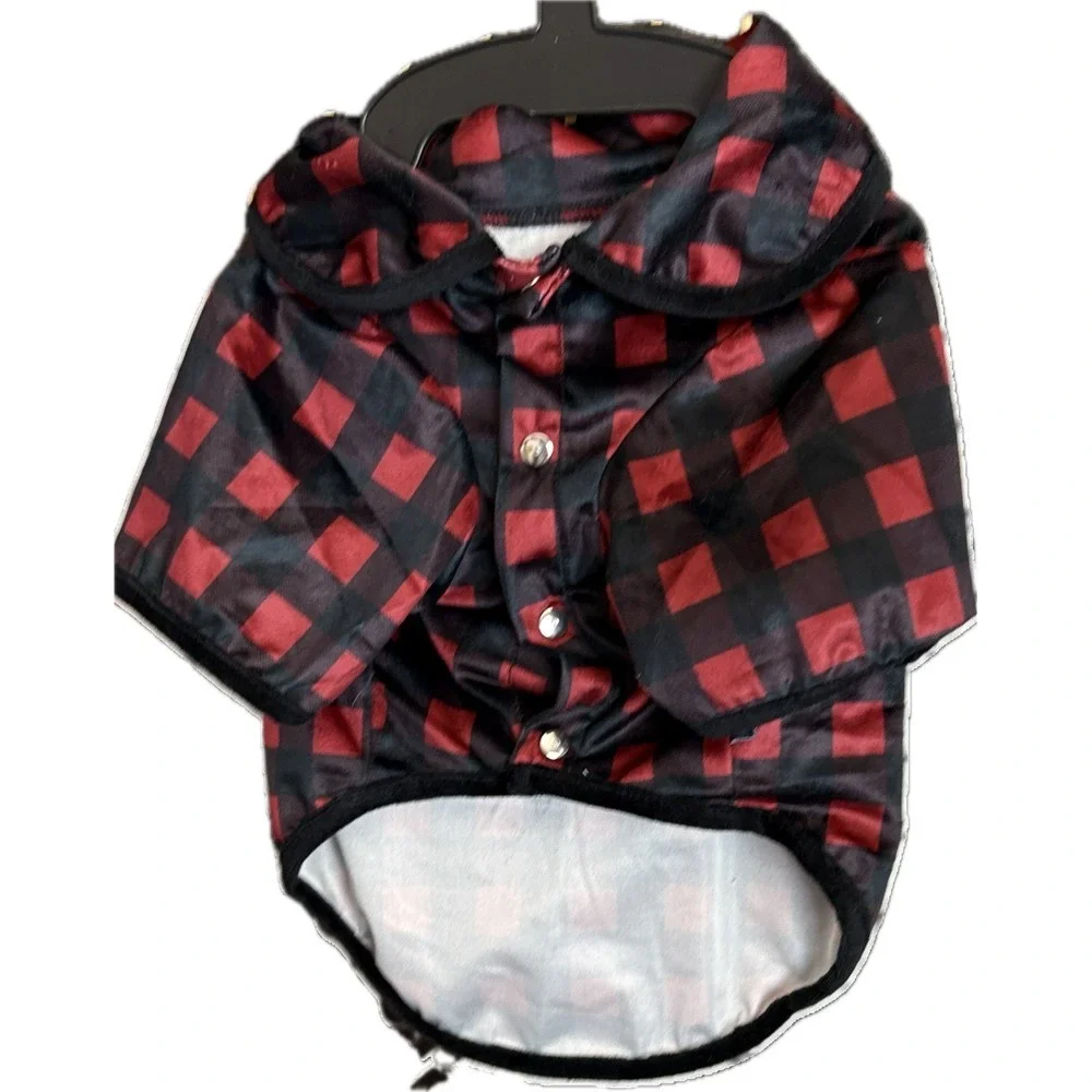 Berkshire Pet Collection Dog Sleep Shirt Red Black Buffalo Plaid Small New